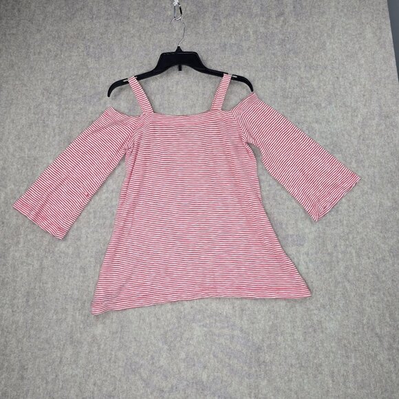 Womens Off-Shoulder Red & White Striped Top - Size S - Picture 1 of 6